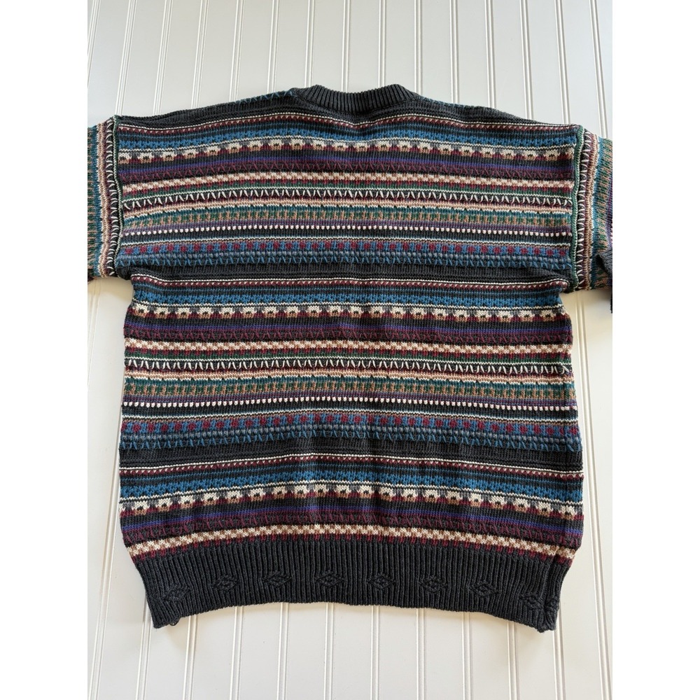 Vintage Florence Tricot Sweater L Coogi Style Textured Knit Colorful - Picture 7 of 8